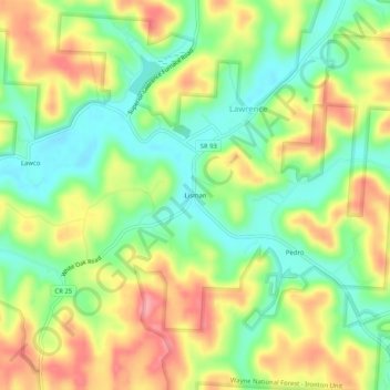 Carte topographique Lisman, altitude, relief