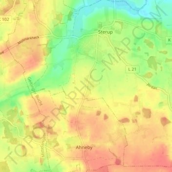Carte topographique Sterupgaard, altitude, relief