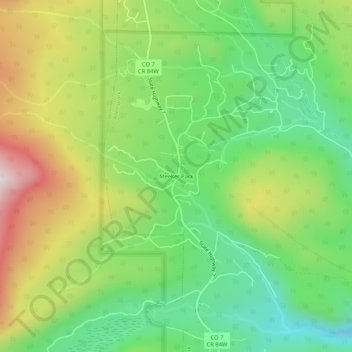 Carte topographique Meeker Park, altitude, relief