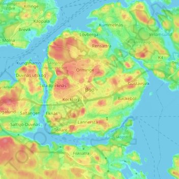 Carte topographique Boo, altitude, relief