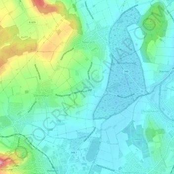 Carte topographique Riedt, altitude, relief