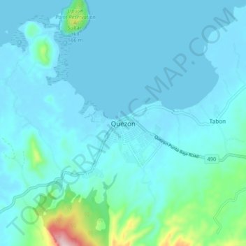 Carte topographique Quezon, altitude, relief