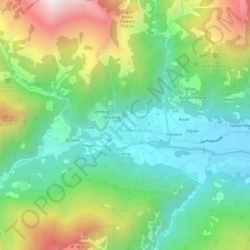 Carte topographique Pidone, altitude, relief