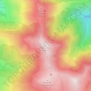 Carte topographique Hautacam, altitude, relief