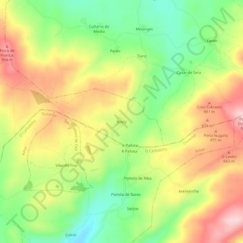 Carte topographique Roiriz, altitude, relief
