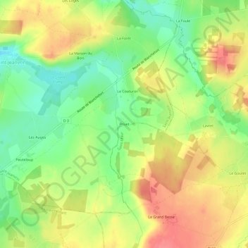Carte topographique Privet, altitude, relief