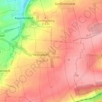 Carte topographique Kötschau, altitude, relief
