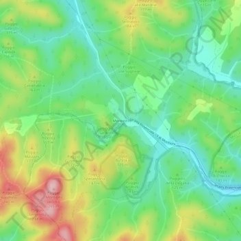Carte topographique Montioni, altitude, relief