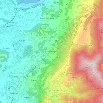 Carte topographique Marconaga, altitude, relief