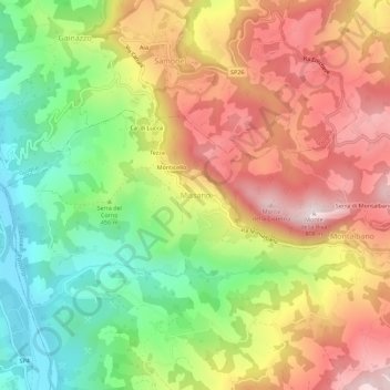 Carte topographique Missano, altitude, relief