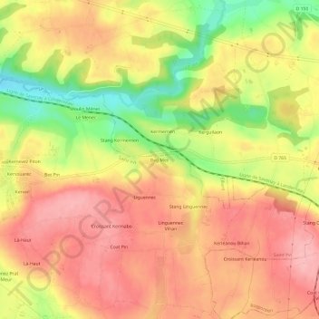 Carte topographique Beg Meil, altitude, relief