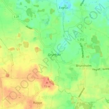 Carte topographique Grünholz, altitude, relief