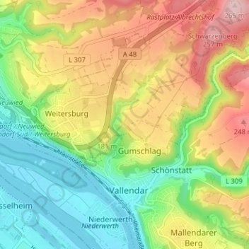 Carte topographique Wüstenhof, altitude, relief