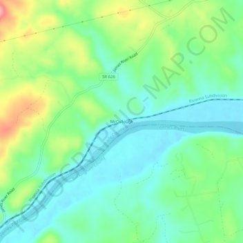 Carte topographique McCullough, altitude, relief