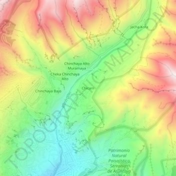 Carte topographique Chicani, altitude, relief