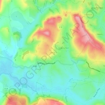 Carte topographique Ceyrac, altitude, relief