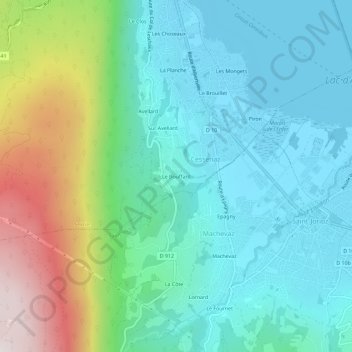 Carte topographique Le Bouffard, altitude, relief