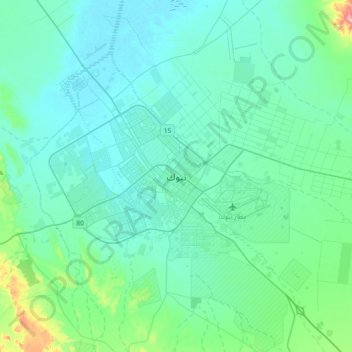 Carte topographique Tabouk, altitude, relief