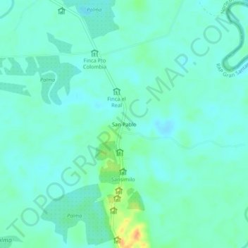 Carte topographique San Pablo, altitude, relief