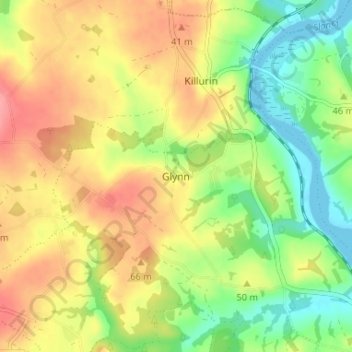 Carte topographique Glynn, altitude, relief