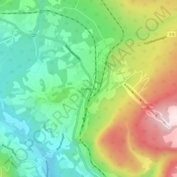 Carte topographique Dombås, altitude, relief