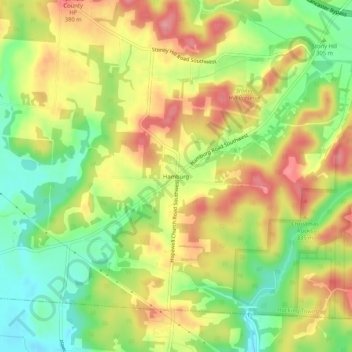 Carte topographique Hamburg, altitude, relief