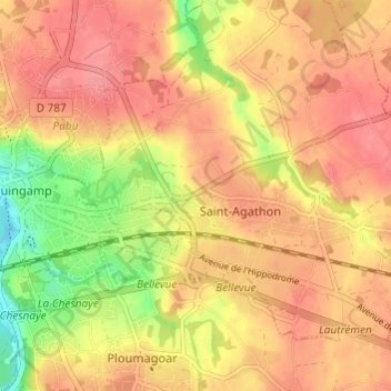 Carte topographique Kerholo, altitude, relief