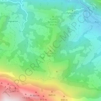 Carte topographique La Cogota, altitude, relief