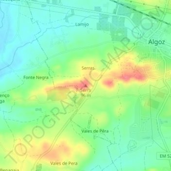 Carte topographique Serra, altitude, relief