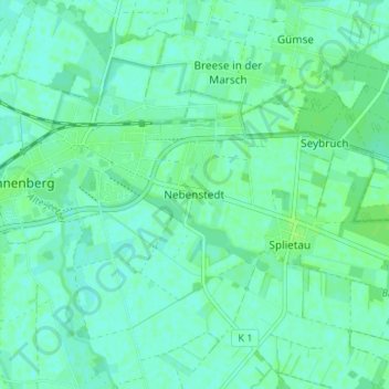 Carte topographique Nebenstedt, altitude, relief