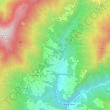 Carte topographique Castelvecchio, altitude, relief
