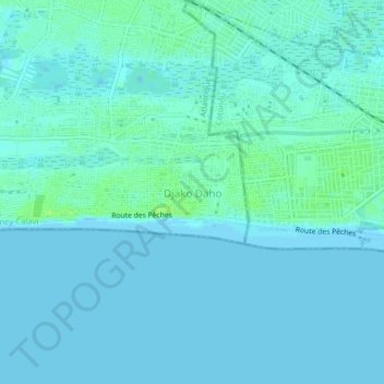 Carte topographique Djako Daho, altitude, relief