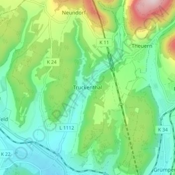 Carte topographique Truckenthal, altitude, relief