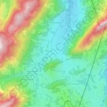Carte topographique Unterjoch, altitude, relief