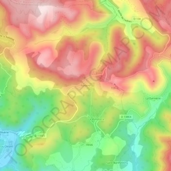 Carte topographique Fonbine, altitude, relief