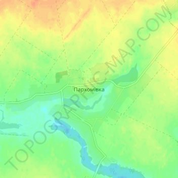 Carte topographique Parkhomivka, altitude, relief