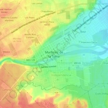 Carte topographique Centro, altitude, relief