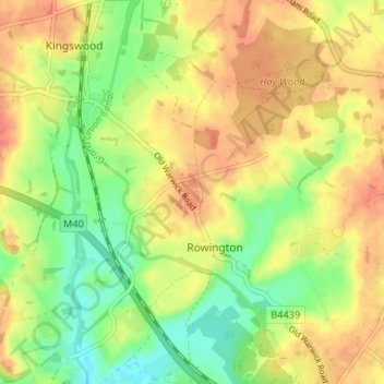 Carte topographique Rowington Green, altitude, relief
