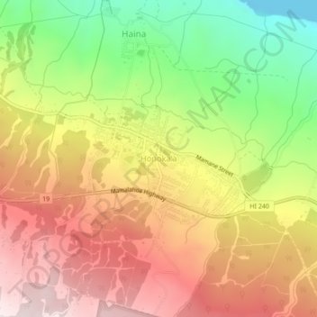 Carte topographique Honokaa, altitude, relief