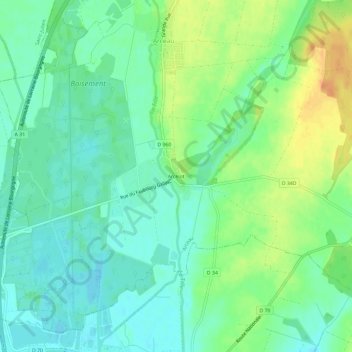 Carte topographique Arcelot, altitude, relief