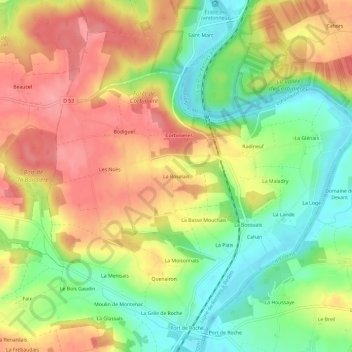 Carte topographique La Roselais, altitude, relief