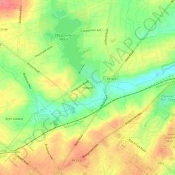 Carte topographique Holland, altitude, relief