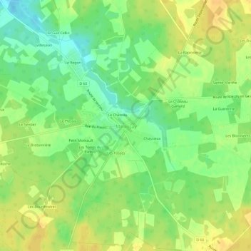 Carte topographique Le Bourg, altitude, relief