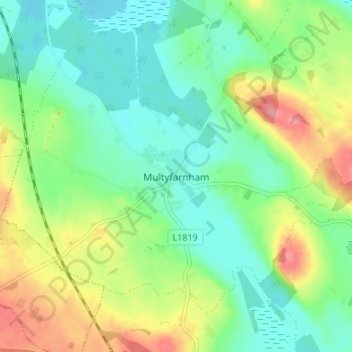 Carte topographique Multyfarnham, altitude, relief