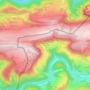 Carte topographique Froidevaux, altitude, relief