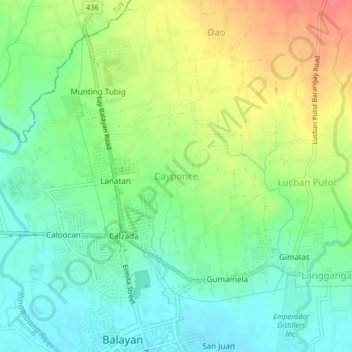 Carte topographique Cayponce, altitude, relief