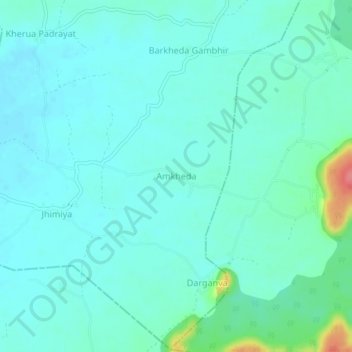 Carte topographique Amkheda, altitude, relief