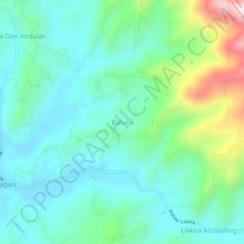 Carte topographique Balusu, altitude, relief