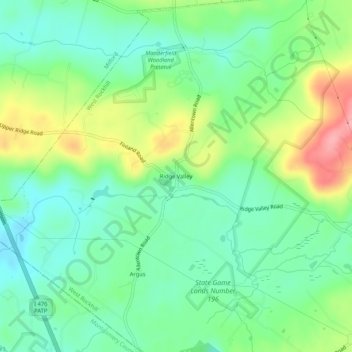 Carte topographique Ridge Valley, altitude, relief