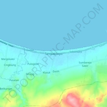 Carte topographique Tambakboyo, altitude, relief